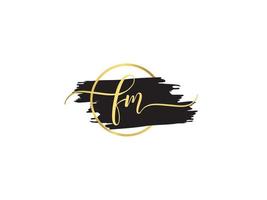 Monogram Fm Signature Logo, Creative FM Brush Letter Logo Icon Design vector