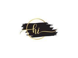 Initial Hi Signature Logo, Luxury HI Golden Fashion Logo Letter Design vector