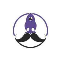 Mustache rocket vector logo design template.