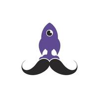 Mustache rocket vector logo design template.