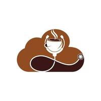 Healthy coffee vector logo design. Doctors stethoscope with coffee cup logo design.