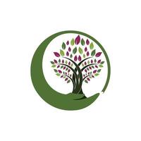 Tree growing from hand icon logo design. vector