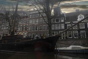 Amsterdam antiguo casas ver desde canales foto