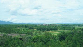 The beautiful countryside view from the runny train on the south of the China photo