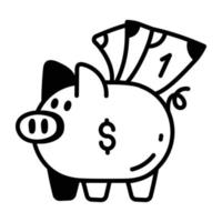 Trendy Piggy Bank vector