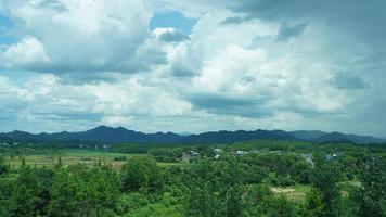 The beautiful countryside view from the runny train on the south of the China photo