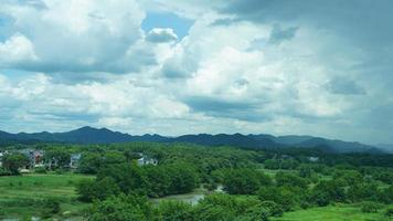 The beautiful countryside view from the runny train on the south of the China photo