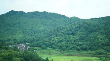 The beautiful countryside view from the runny train on the south of the China photo