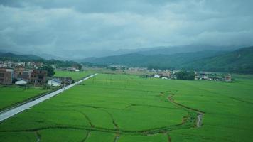 The beautiful countryside view from the runny train on the south of the China photo