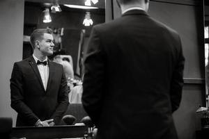 groom in the barber shop photo