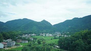 The beautiful countryside view from the runny train on the south of the China photo