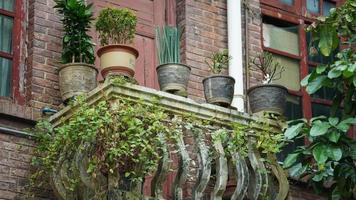 The old buildings located in the old road of the Guangzhou city in China photo