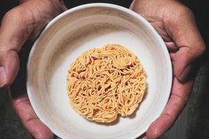 Instant noodles in a cup. food crisis concept food shortage photo