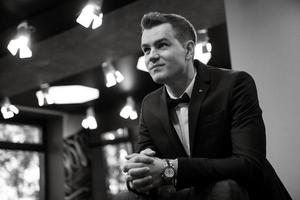 groom in the barber shop photo