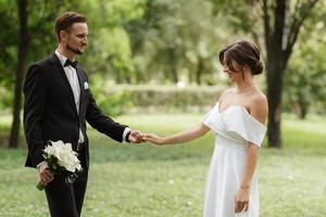 the first meeting of the bride and groom photo