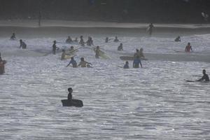 Surf school on an ocean beach photo