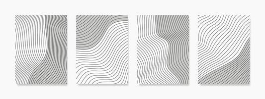 This abstract wall art features a geometric line pattern in a wavy shape with a half-closed shadow. Created as a vector linear illustration, perfect for, wallpapers, posters, and room decorations.