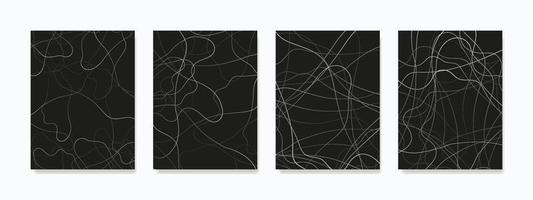 Gradient abstract wall art of monochrome tangled lines. The intricate web of lines dances across the canvas, creating a vibrant and harmonious blend that adds depth and dimension to room decor. vector