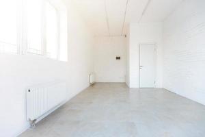 Empty room without repair. interior of white loft room office with panoramic windows in equirectangular projection photo