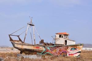 Abandoned rusty ship photo