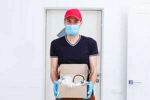 Professional service. drug delivery man, delivery service photo