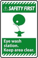 Emergency Eye Wash Station Keep Area Clear Sign vector