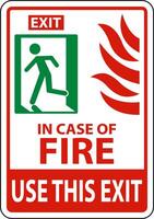 In Case of Fire Use This Exit Sign vector