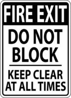 Fire Exit Do Not Block Keep Clear Sign vector