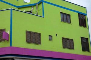 windows of urban buildings in the canary islands photo