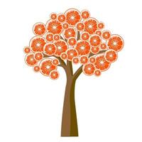 Abstract tree with Orange slices. For posters, logos, labels, banners, stickers, product packaging design, etc. Vector illustration