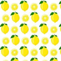 Lemon with green leaf and sliced pattern. For posters, logos, labels, banners, stickers, product packaging design, etc. Vector illustration