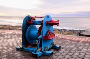 Blue metal winch photo