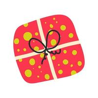Cute Scandinavian hand drawn present box. Red gift, vector illustration