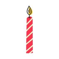 Birthday Candle. Red candle for a holiday in Scandinavian style. Hand draw Vector illustration