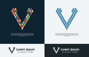 Letter V bit creative and colorful logo vector