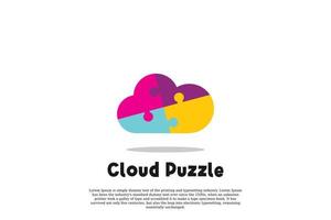 vector cloud puzzle logo design template