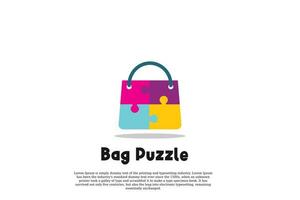 vector bag puzzle logo design template