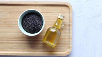 Black Cumin seed in a bowl on table video