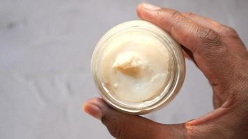 close up of Mayonnaise in container on table . video