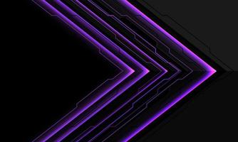 Abstract purple circuit black cyber arrow direction geometric overlap on grey blank space design modern futuristic background vector