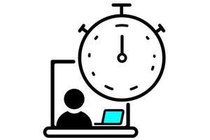 trabajo Temporizador icono flexible trabajando horas. inmediato icono equilibrar trabajar. remoto hora icono tarea cronógrafo tiempo. trabajando hora administración rápido respuesta icono. remoto trabajador rápido Servicio eficiente flujo de trabajo. vector