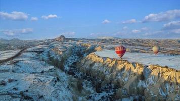 Aerial view of hot air balloons at Goreme, Cappadocia, Turkey. video