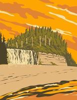Tsusiat Falls on West Coast Trail in Pacific Rim National Park Reserve British Columbia Canada WPA Poster Art vector