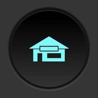 Round button icon House silhouette. Button banner round badge interface for application illustration on dark background vector