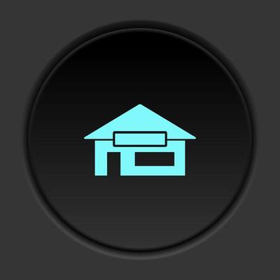 Round button icon House silhouette. Button banner round badge interface for application illustration on dark background