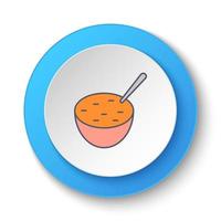 Round button for web icon, hot soup. Button banner round, badge interface for application illustration on white background vector