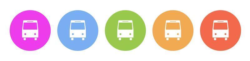 multi de colores plano íconos en redondo antecedentes. autobús multicolor circulo vector icono en blanco antecedentes