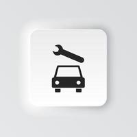 rectángulo botón icono coche reparar. botón bandera rectángulo Insignia interfaz para solicitud ilustración en neomórfico estilo en blanco antecedentes vector