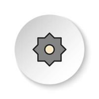 Round button for web icon, bright, brightness. Button banner round, badge interface for application illustration on white background vector