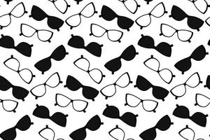 Endless pattern of sunglasses in black and white. Abstract background texture. Hello summer. Vector